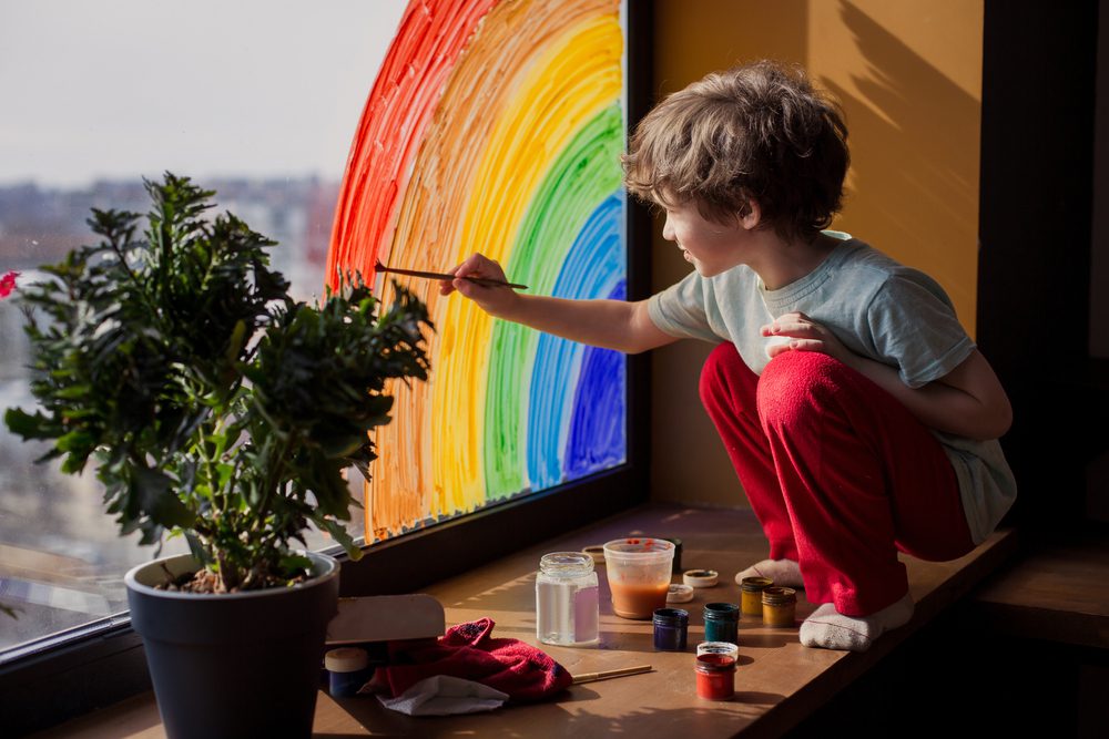 Kid Drawing Rainbow
